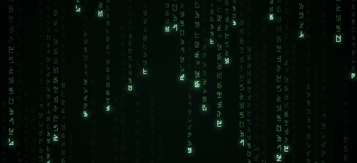 Cipher Rain visualizer: columns of falling green geometric glyphs with glowing tips